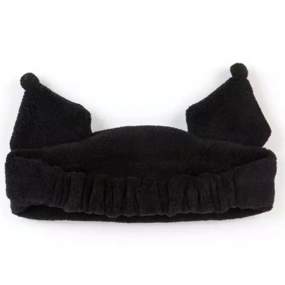 Kuromi Plush Spa Headband Hair Wrap Black Pink NWT